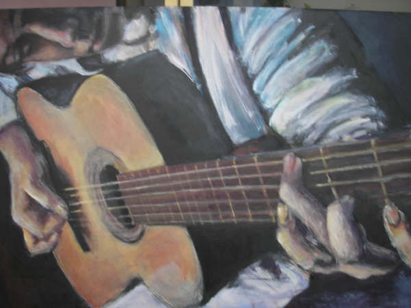 con la guitarra Acrylic Panel Portrait