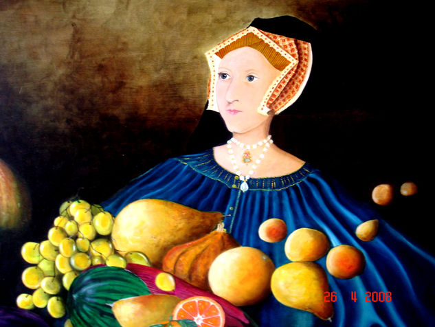 JUANA REINA EN BLUE Óleo Lienzo Retrato