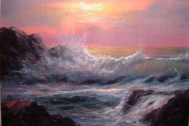 reventando olas Acrylic Canvas Marine Painting