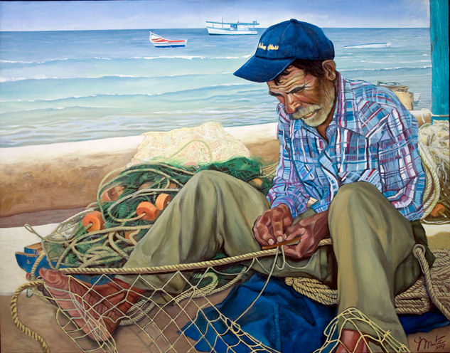 Pescador de Chacachacare Oil Canvas Portrait