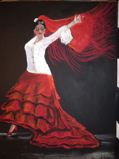 Bailaora rojo Oil Canvas Landscaping