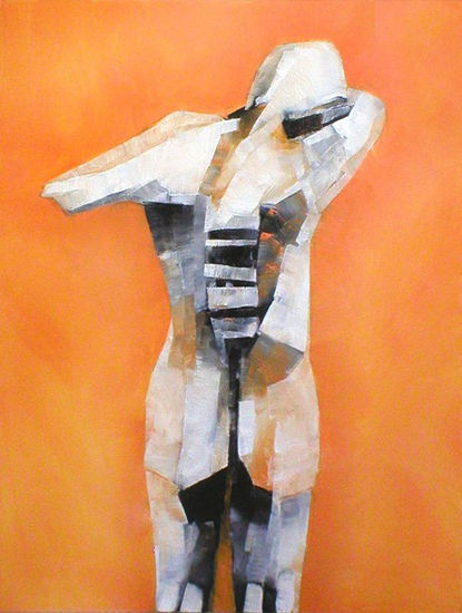 Figura sobre naranjo Oil Canvas Figure Painting