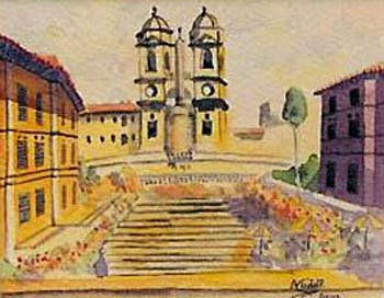 Plaza de España de Roma Watercolour Paper Landscaping