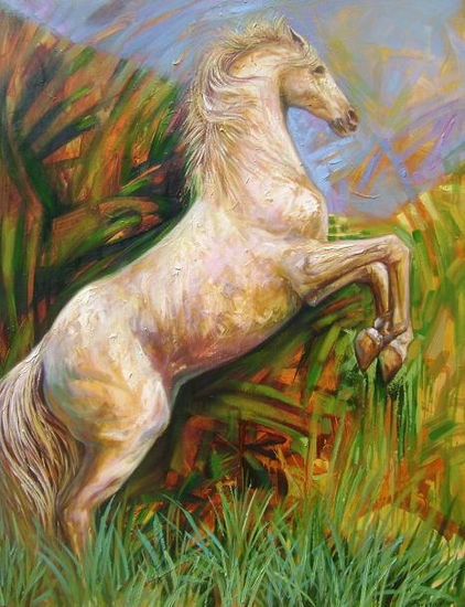 Caballo en el alto Acrylic Canvas Animals