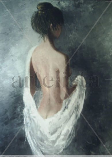 dona d'esquena Oil Canvas Figure Painting