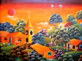 PAISAJE PRIMITIVO EN NARANJA