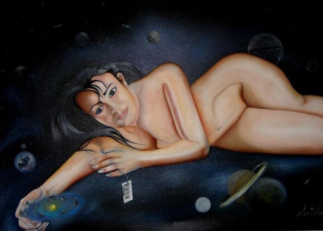 DESNUDO SOBRE EL ESPACIO SIDERAL Oil Canvas Nude Paintings