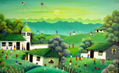 PAISAJE PRIMITIVO EN  VERDE CLARO