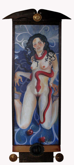 Masaje Lilith Oil Panel Nude Paintings