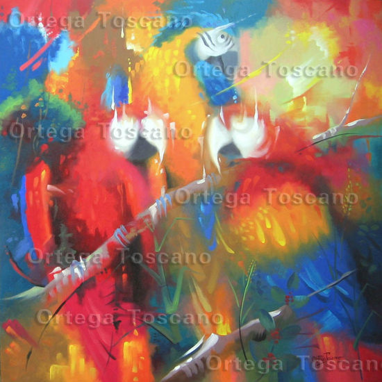 PAPAGAYOS DE COLOMBIA Oil Canvas Animals