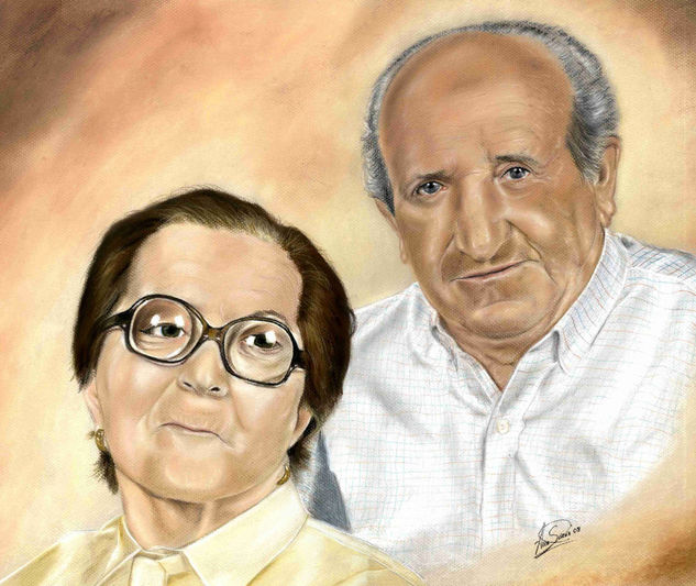 Mis abuelos Pastel Papel Retrato