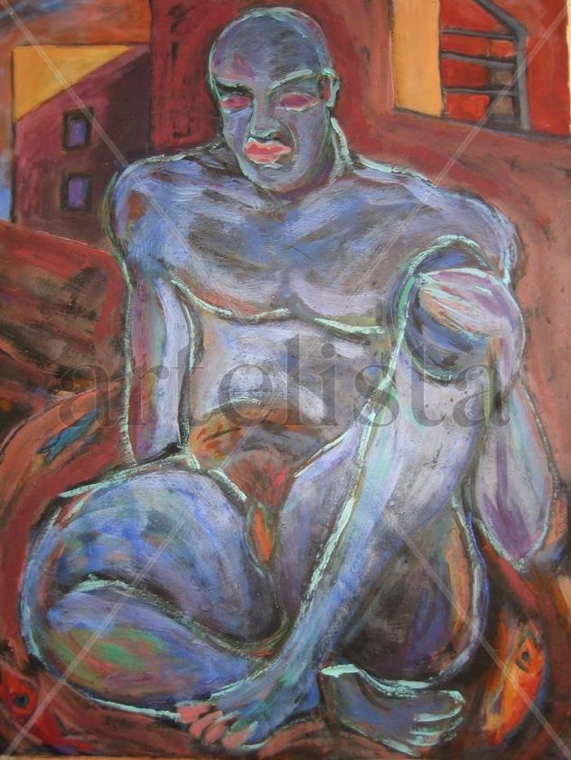 Desnudo con peces de colores