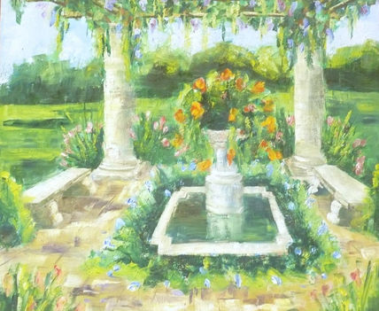 Fuente bajo pergola