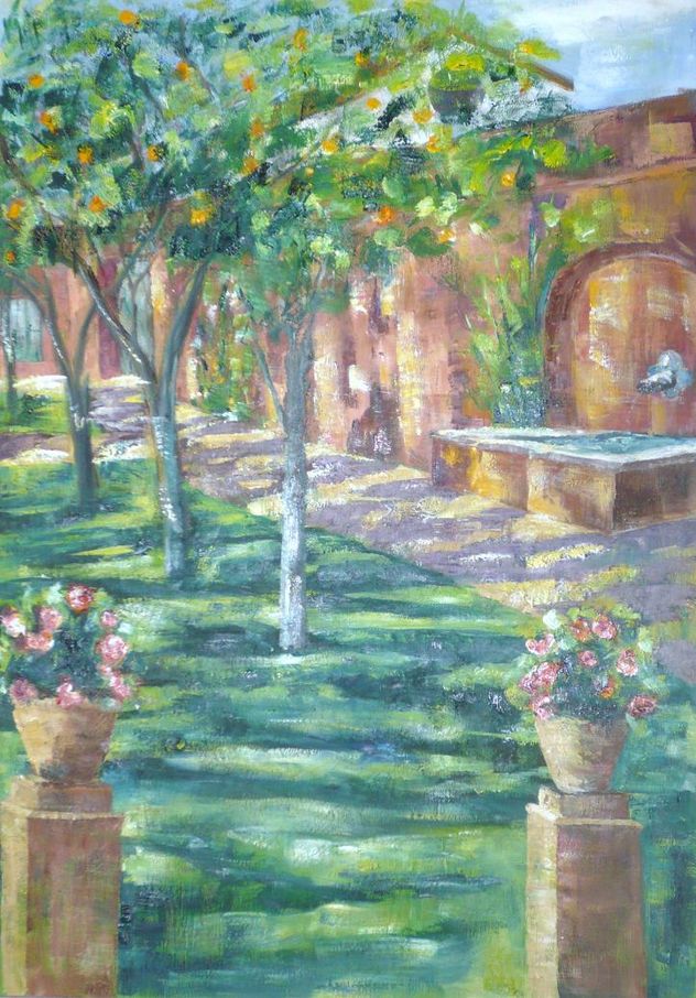 UN PILON EN UN JARDIN