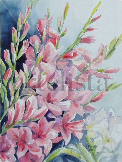 Gladiolas Watercolour Card Landscaping