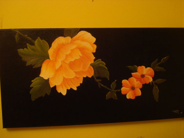 una rosa abietra en plena noche Oil Canvas Floral Painting