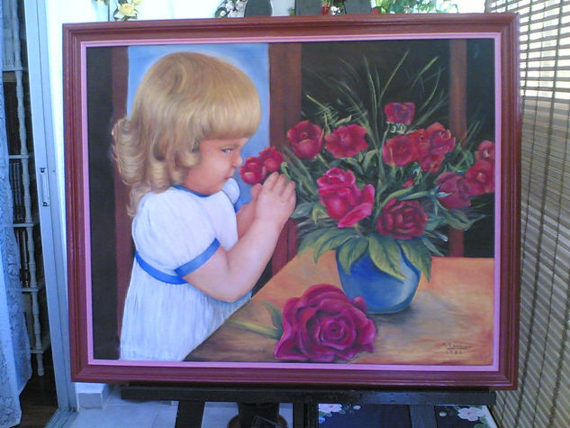 niña olindo rosas Oil Canvas Portrait