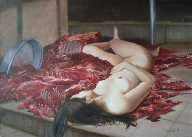 Sin Titulo, De la Serie SOMOS CARNE Óleo Lienzo Desnudos