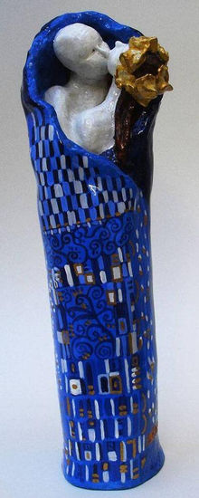 Beso de Klimt en Azul Pottery Figurative