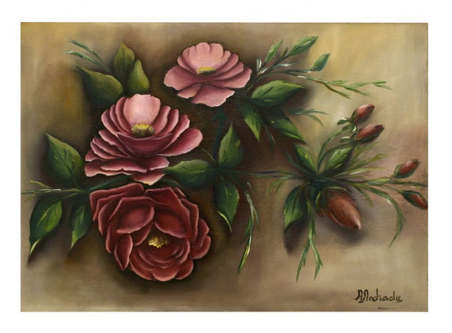 Rosas Oil Canvas Floral Painting