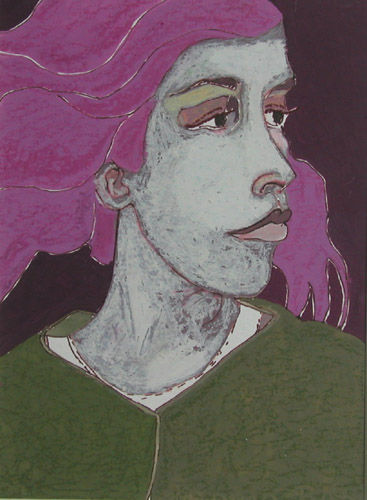 Retrato con cabello rosa