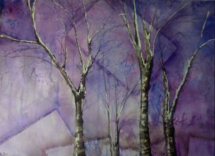 Arboles sobre azul
