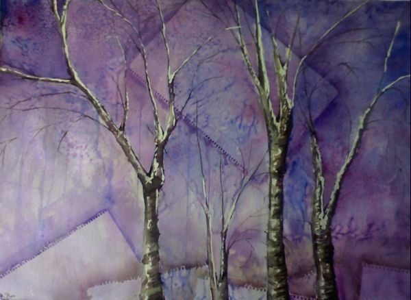 arboles sobre azul Watercolour Paper Landscaping