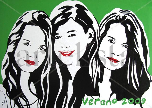 Verano con amigas Acrylic Canvas Figure Painting