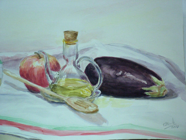 Bodegón de la aceitera Watercolour Paper Still Life Paintings