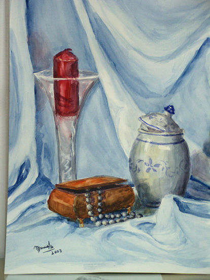 Bodegón de las perlas Watercolour Paper Still Life Paintings