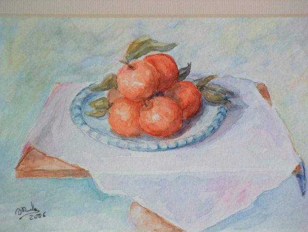 Bodegón de las naranjas Watercolour Paper Still Life Paintings