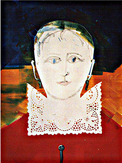 Mujer con cuello de encaje Monoprint