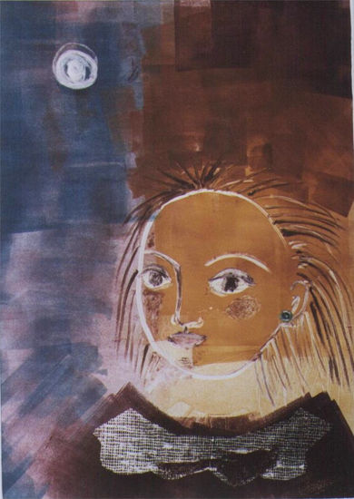 La niña y la luna Monoprint