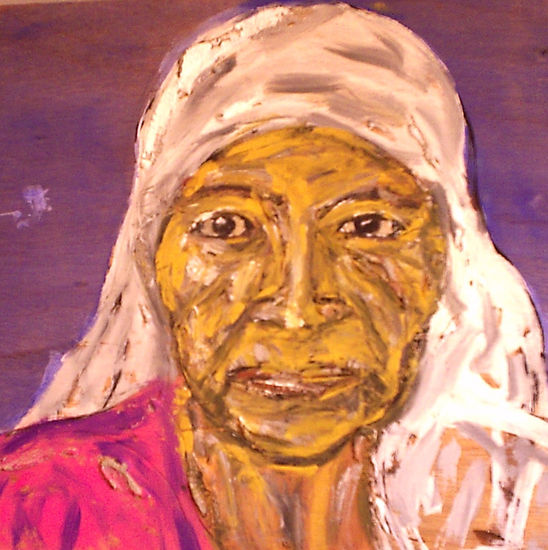 abuela Mixed media Panel Portrait