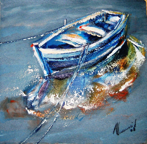 Apuntes barcas II Oil Paper Marine Painting