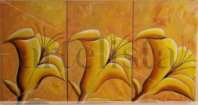 TRIPTICO FORMADO POR FLORES DEL CAMPO #1, 2, Y3 Oil Canvas Landscaping