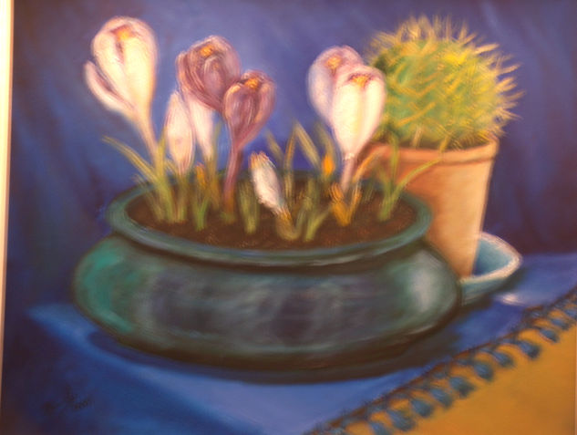 Bodegón del cactus Oil Canvas Still Life Paintings