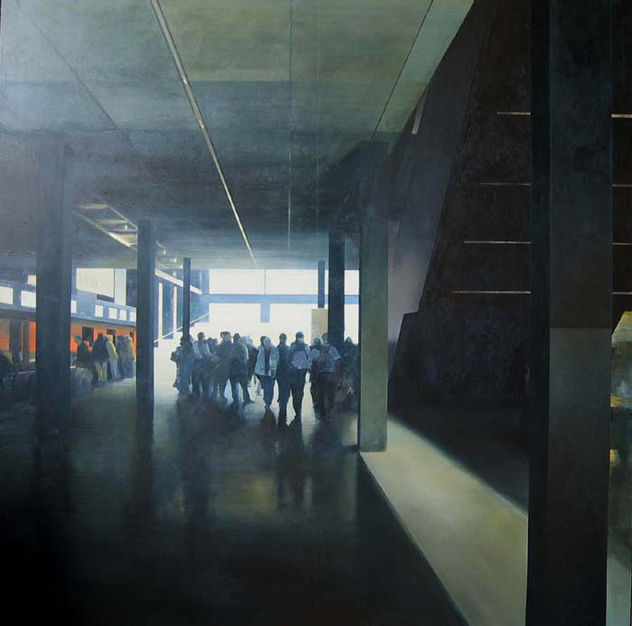 De visita a Hopper - Acrílico / Tabla - 195 X 195