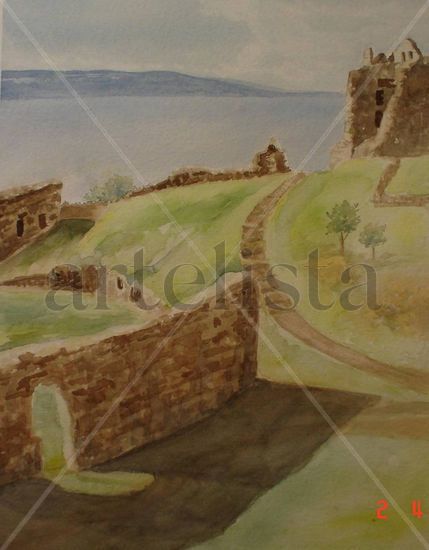 El castillo/The Castle Watercolour Canvas Landscaping