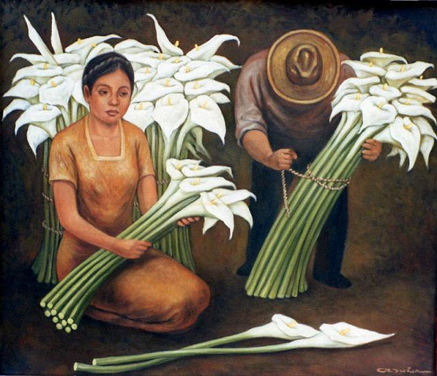 Vendedores de flores Oil Canvas Others