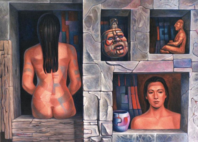 Las cuatro ventanas Oil Canvas Figure Painting