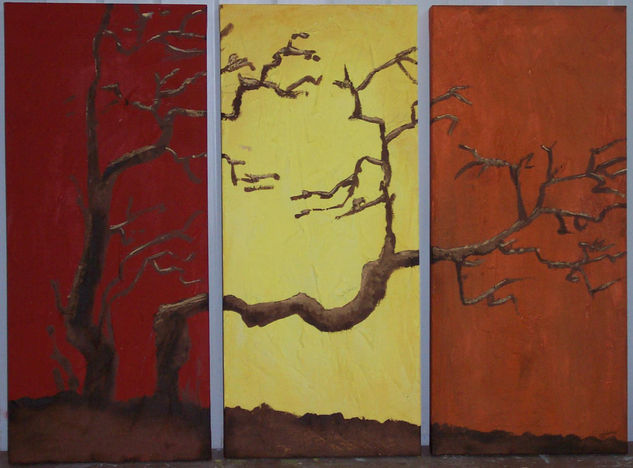 Dos arboles en 3 Acrylic Canvas Landscaping