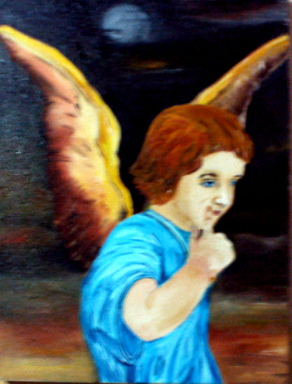 Angel Pensador Óleo Lienzo Retrato