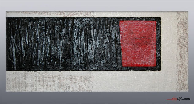 cuadrado rojo Mixed media Panel Others