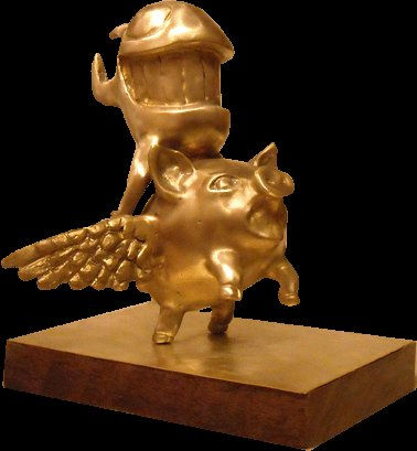 Pez y marrano volador Bronze Figurative