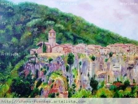 Castellfollit de la Roca (Lleida). Oil Canvas Landscaping