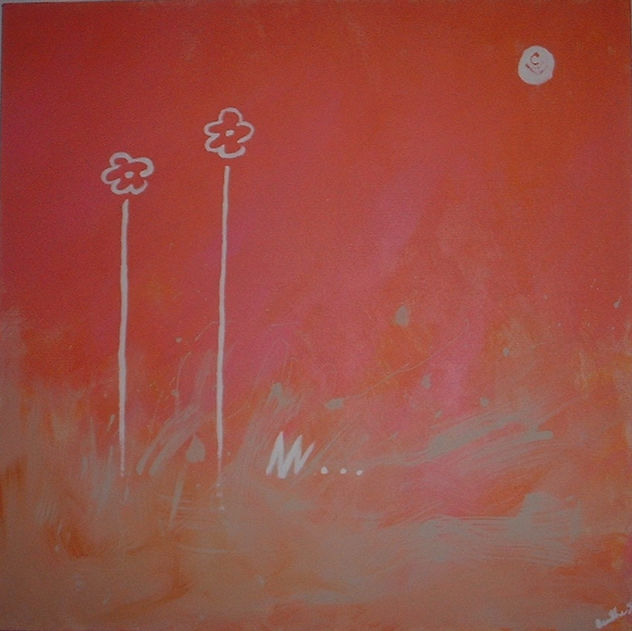 flores sobre naranja