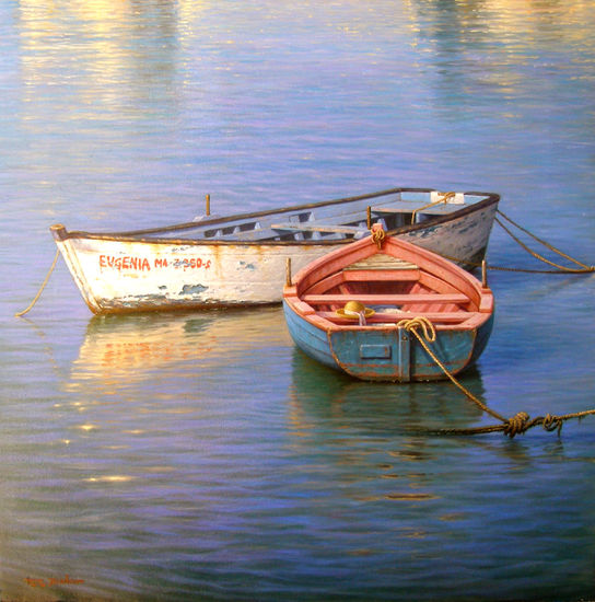 ROMANCE AL ATARDECER Oil Canvas Marine Painting