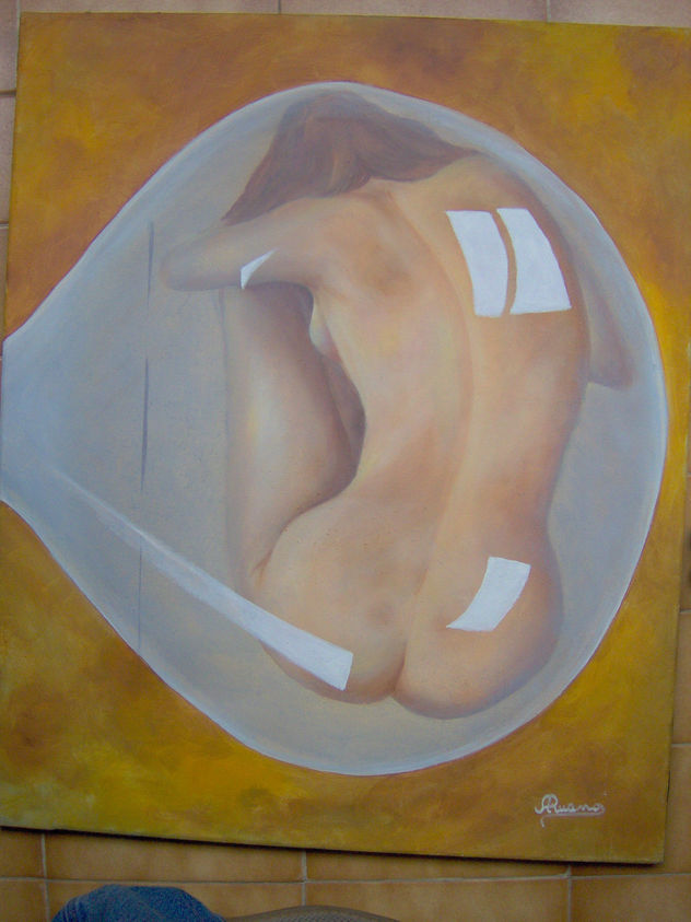 mujer en burbuja