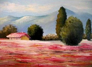 PAISAJE EN ROJO Oil Canvas Landscaping